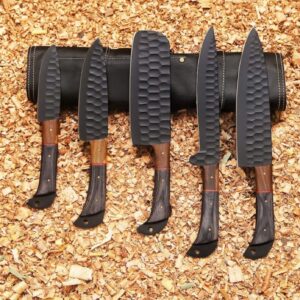 Complete Damascus steel kitchen knife set for professional and home chefs