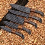 Premium Damascus steel chef knife set with razor-sharp professional kitchen knives